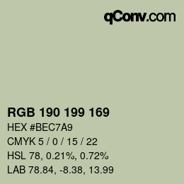 颜色代码: RGB 190 199 169 | qconv.com