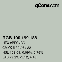 Color code: RGB 190 199 188 | qconv.com