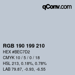 Color code: RGB 190 199 210 | qconv.com
