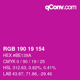 Farbcode: RGB 190 19 154 | qconv.com