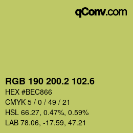 カラーコード: RGB 190 200.2 102.6 | qconv.com