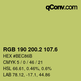 カラーコード: RGB 190 200.2 107.6 | qconv.com