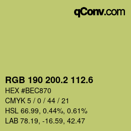 カラーコード: RGB 190 200.2 112.6 | qconv.com