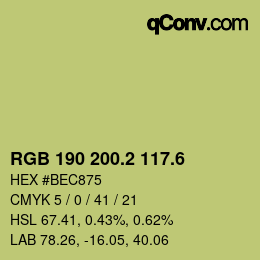カラーコード: RGB 190 200.2 117.6 | qconv.com