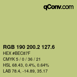 カラーコード: RGB 190 200.2 127.6 | qconv.com