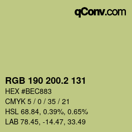 カラーコード: RGB 190 200.2 131 | qconv.com