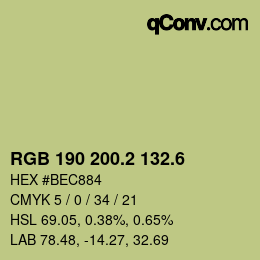 カラーコード: RGB 190 200.2 132.6 | qconv.com