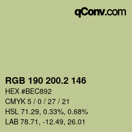 カラーコード: RGB 190 200.2 146 | qconv.com