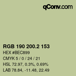 カラーコード: RGB 190 200.2 153 | qconv.com