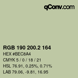 カラーコード: RGB 190 200.2 164 | qconv.com