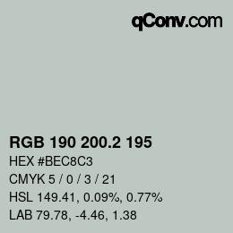 カラーコード: RGB 190 200.2 195 | qconv.com