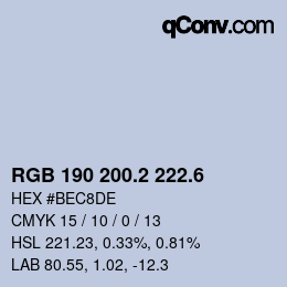 カラーコード: RGB 190 200.2 222.6 | qconv.com