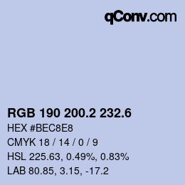 カラーコード: RGB 190 200.2 232.6 | qconv.com