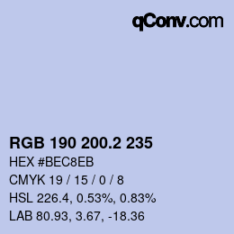 カラーコード: RGB 190 200.2 235 | qconv.com