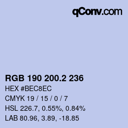カラーコード: RGB 190 200.2 236 | qconv.com