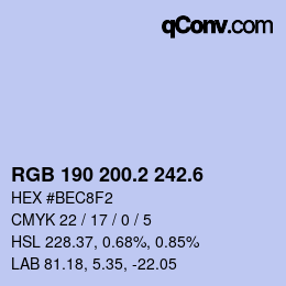 カラーコード: RGB 190 200.2 242.6 | qconv.com