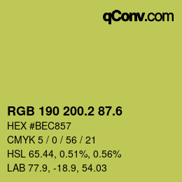 カラーコード: RGB 190 200.2 87.6 | qconv.com