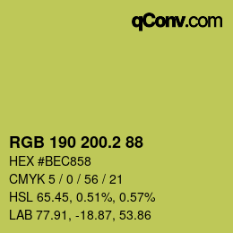 カラーコード: RGB 190 200.2 88 | qconv.com
