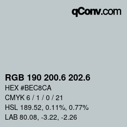 カラーコード: RGB 190 200.6 202.6 | qconv.com