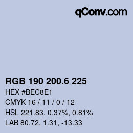 カラーコード: RGB 190 200.6 225 | qconv.com