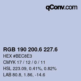 カラーコード: RGB 190 200.6 227.6 | qconv.com