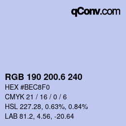 カラーコード: RGB 190 200.6 240 | qconv.com