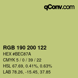カラーコード: RGB 190 200 122 | qconv.com