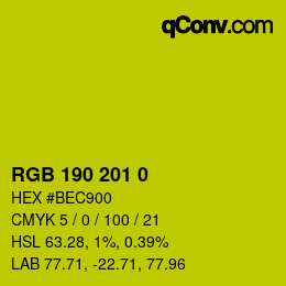 Color code: RGB 190 201 0 | qconv.com