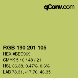 Color code: RGB 190 201 105 | qconv.com