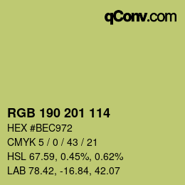 Color code: RGB 190 201 114 | qconv.com