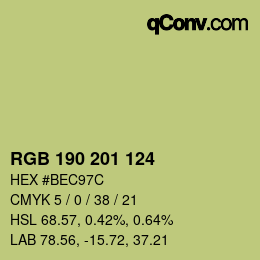 Color code: RGB 190 201 124 | qconv.com