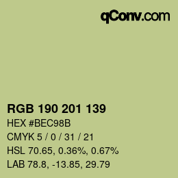 Color code: RGB 190 201 139 | qconv.com