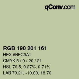 Color code: RGB 190 201 161 | qconv.com