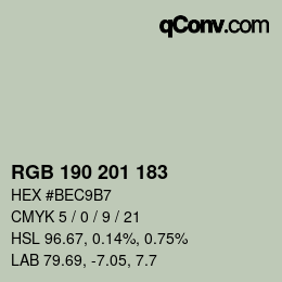 Color code: RGB 190 201 183 | qconv.com