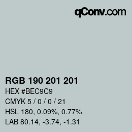 Color code: RGB 190 201 201 | qconv.com