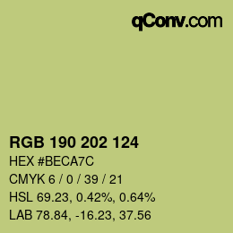 Farbcode: RGB 190 202 124 | qconv.com