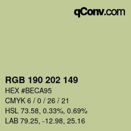 カラーコード: RGB 190 202 149 | qconv.com