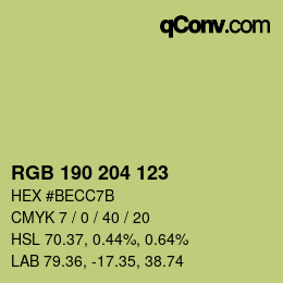 Color code: RGB 190 204 123 | qconv.com