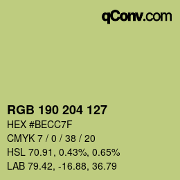 カラーコード: RGB 190 204 127 | qconv.com