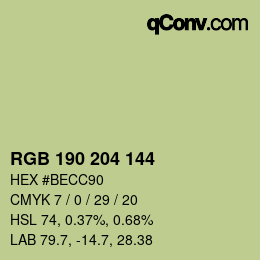 Farbcode: RGB 190 204 144 | qconv.com
