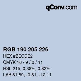 Code couleur: RGB 190 205 226 | qconv.com