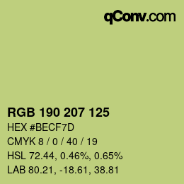 Farbcode: RGB 190 207 125 | qconv.com