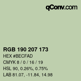 颜色代码: RGB 190 207 173 | qconv.com