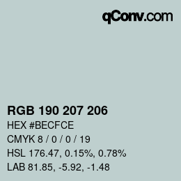 Farbcode: RGB 190 207 206 | qconv.com