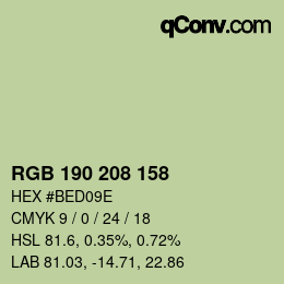 カラーコード: RGB 190 208 158 | qconv.com