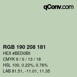 Color code: RGB 190 208 181 | qconv.com