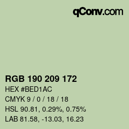 Color code: RGB 190 209 172 | qconv.com