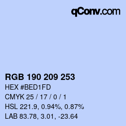 Color code: RGB 190 209 253 | qconv.com