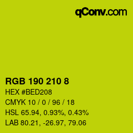 Color code: RGB 190 210 8 | qconv.com