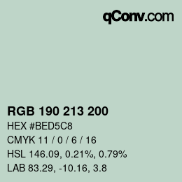 Color code: RGB 190 213 200 | qconv.com